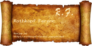 Rothkopf Ferenc névjegykártya